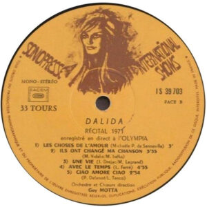 Dalida - Olympia 71, Enregistre en Public - Afbeelding 2