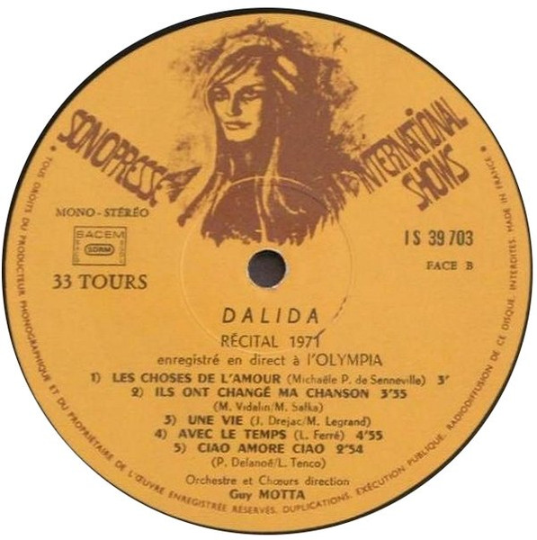 Dalida - Olympia 71, Enregistre en Public