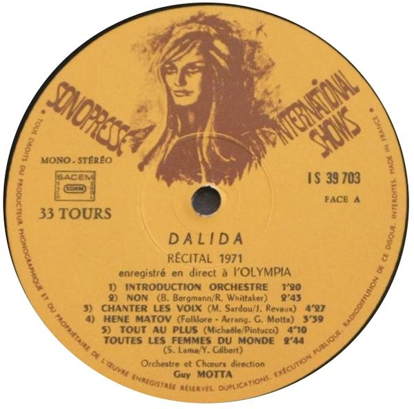Dalida - Olympia 71, Enregistre en Public