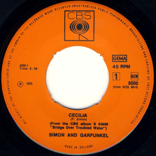 7" | Simon and Garfunkel - Cecilia / So Long, Frank Lloyd Wright
