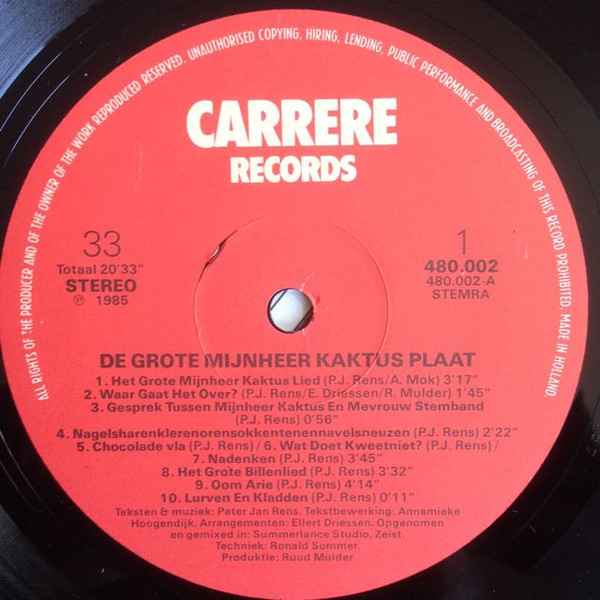 Mijnheer Kaktus - De Grote Mijnheer Kaktus Plaat