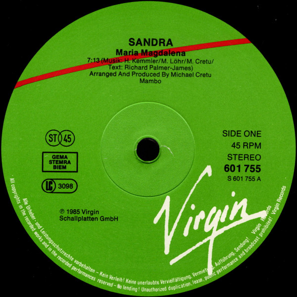 12" | Sandra - (I'll never be) Maria Magdalena