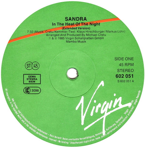 12" | Sandra - In the Heat of the Night