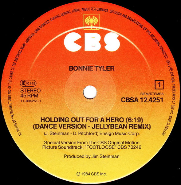 12" | Bonnie Tyler - Holding out for a Hero (Jellybean Remix)