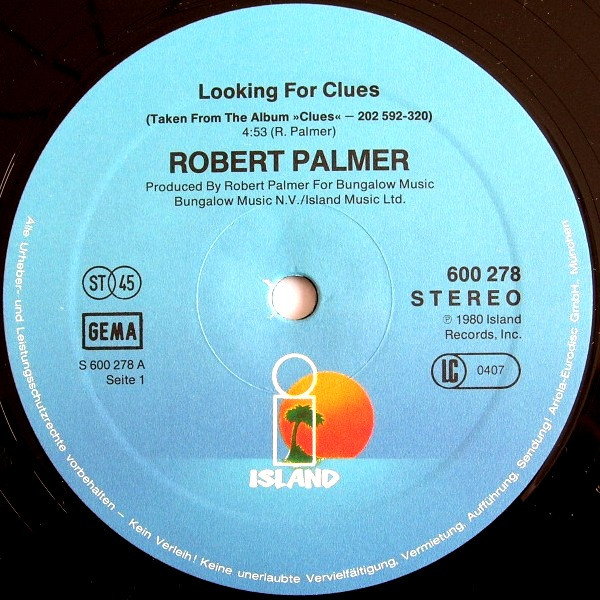 12" | Robert Palmer - Looking for Clues / Johnny and Mary