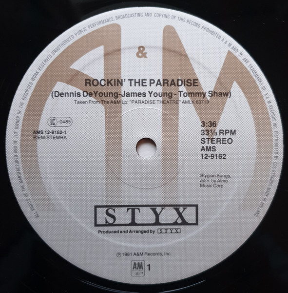 12" | Styx - Rockin' the Paradise