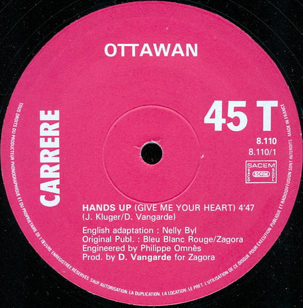 12" | Ottawan - Hands Up (Give me your heart)