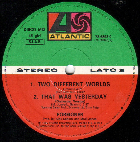 12" | Foreigner - That was Yesterday