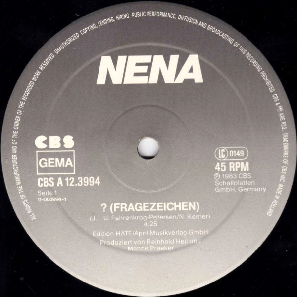 12" | Nena - ? (Fragezeichen) (special long version)