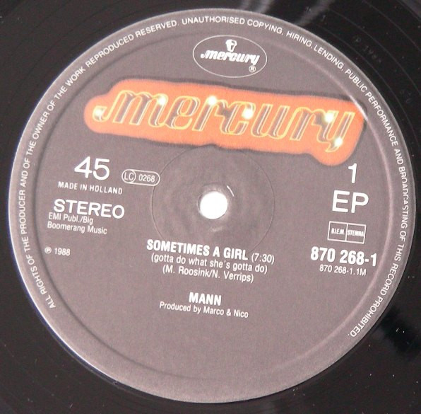 12" | Mann - Sometimes A Girl (Gotta Do What She's Gotta Do)