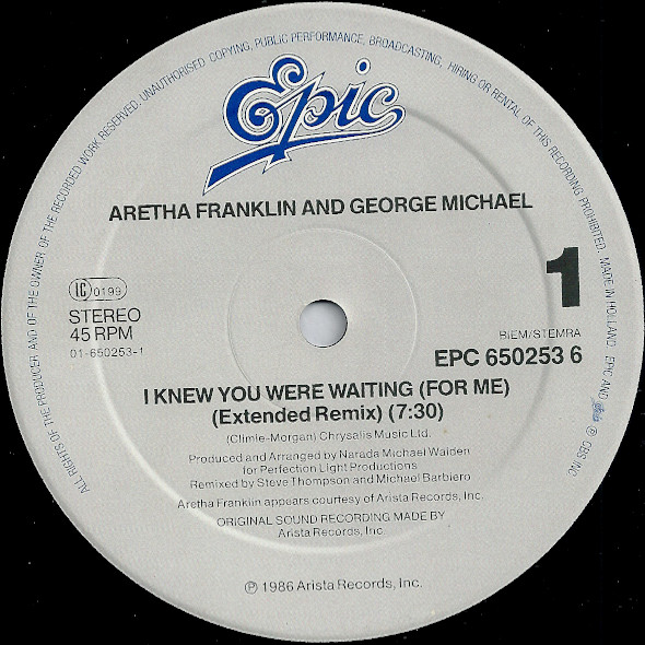 12" | Aretha Franklin & George Michael - I Knew You were Waiting (ext. remix)