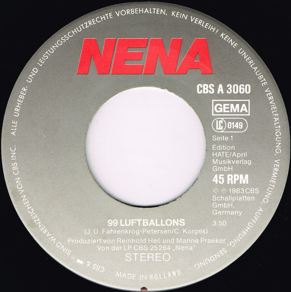 7" | Nena - 99 Luftballons / Ich Bleib' Im Bett