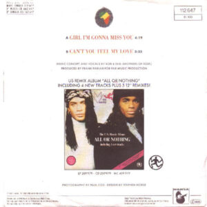 7" | Milli Vanilli - Girl I'm Gonna MIss You / Can't You Feel My Love - Afbeelding 3