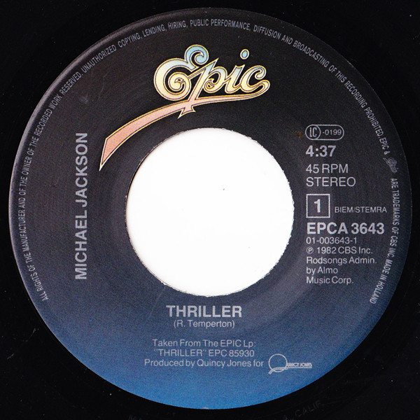 7" | Michael Jackson - Thriller (edit) / Things I do for You