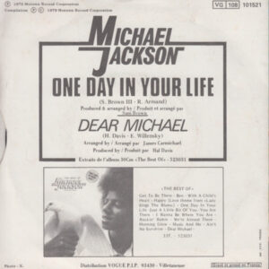 7" | Michael Jackson - One Day in Your Life / Dear Michael - Afbeelding 3