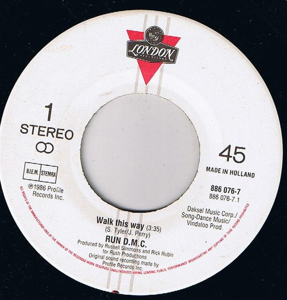 7" | Run DMC - Walk this Way (vocal / instrumental)