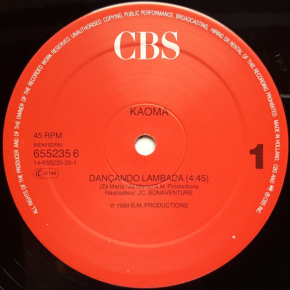 7" | Kaoma - Dancado Lambada / Lamba Caribe