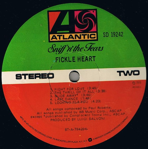 Sniff and the Tears - Fickle Heart