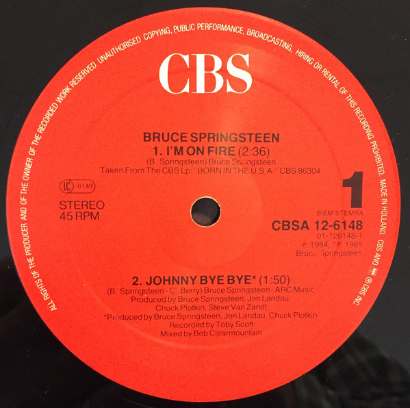 12" | Bruce Springsteen - I'm on Fire / Johnny Bye Bye / Shut Out the Light / Jersey Girl