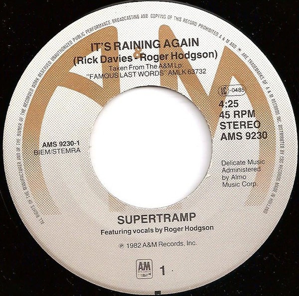 7" | Supertramp - It's Raining Again / Bonnie