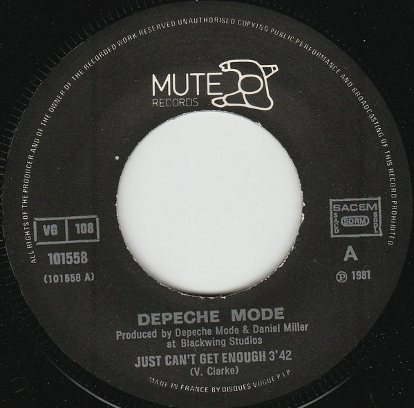 7" | Depeche Mode - Just Can't Get Enough / Any Second Now