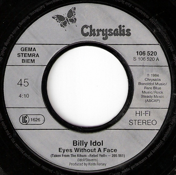 7" | Billy Idol - Eyes Without a Face / The Dead Next Door