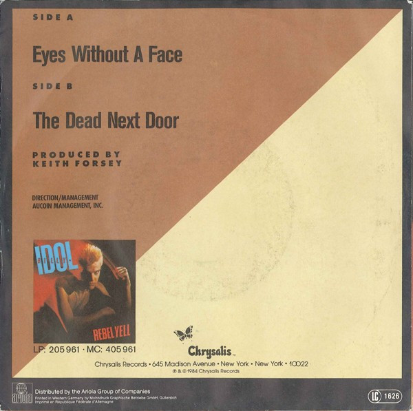 7" | Billy Idol - Eyes Without a Face / The Dead Next Door