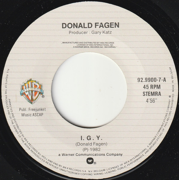7" | Donald Fagen - I.G.Y. / Walk Between the Raindrops