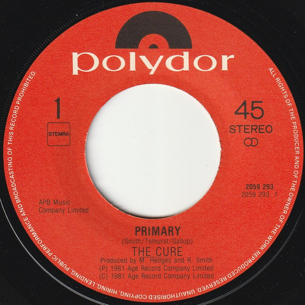 7" | The Cure - Primary / Descent