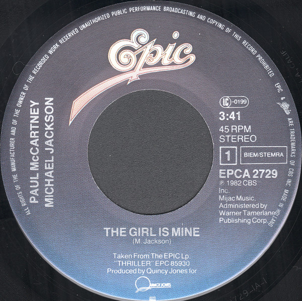 7" | Michael Jackson and Paul McCartney - The Girl is Mine / Can't Get Outta the Rain