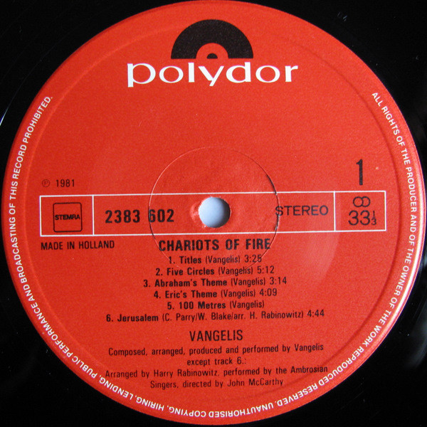 Vangelis - Chariots of Fire, Music from the Original Soundtrack