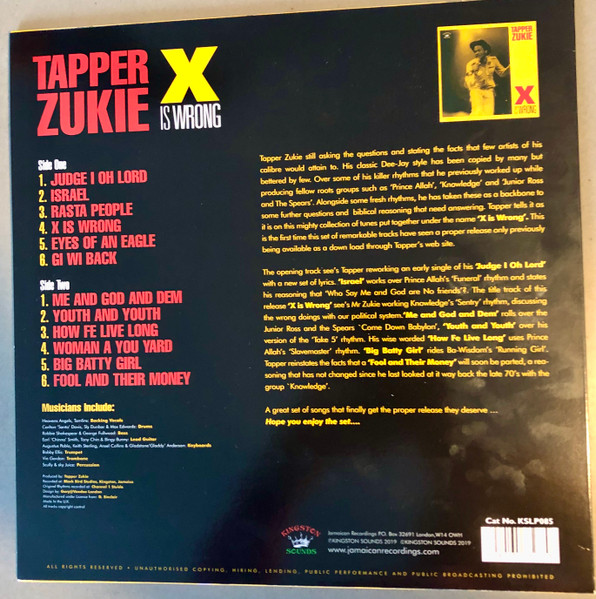 Tapper Zukie - X Is Wrong