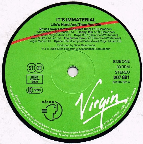 It's Immaterial – Life's Hard And Then You Die