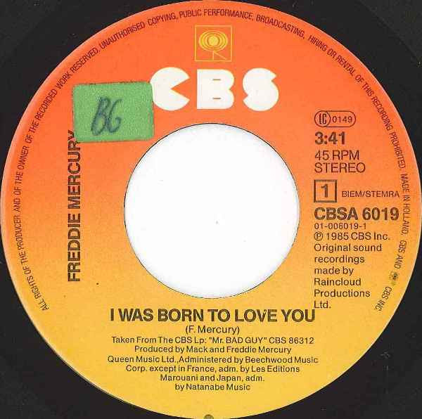 7" | Freddie Mercury – I Was Born To Love You