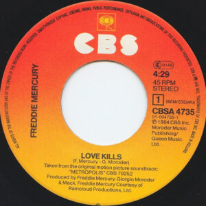7" | Freddie Mercury – Love Kills - Afbeelding 2