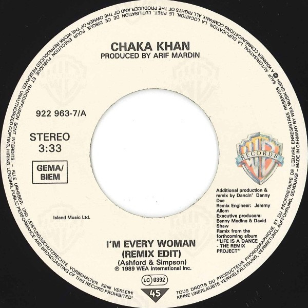 7" | Chaka Khan – I'm Every Woman (Remix)