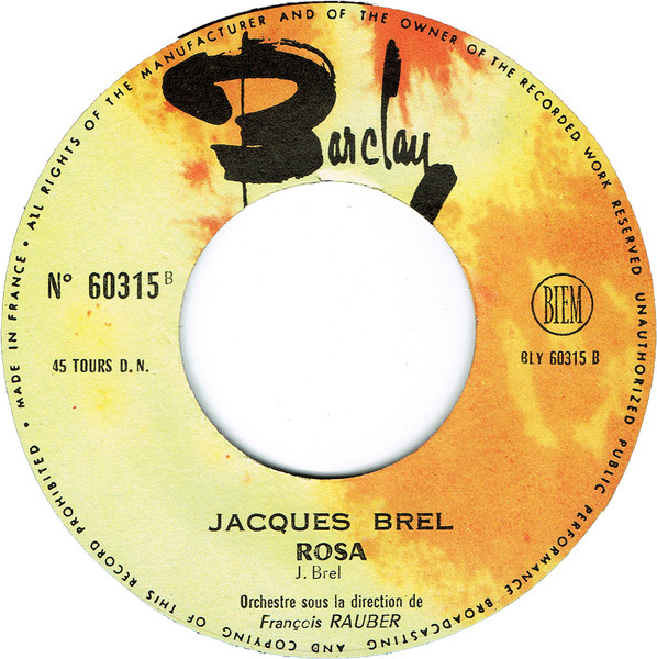 7" | Jacques Brel - Rosa / Une Ile