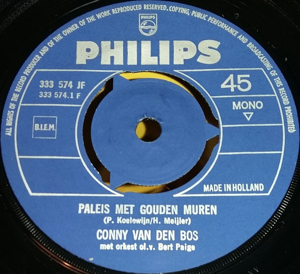 7" | Conny van den Bos - Paleis met Gouden Muren / In de Nacht