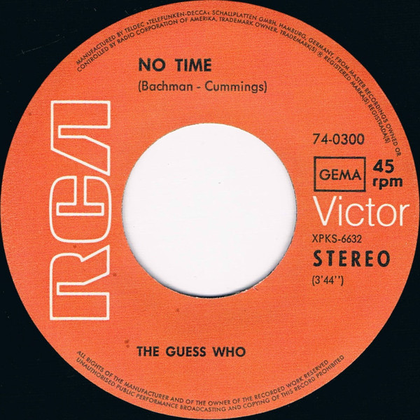7" | The Guess Who - No Time / Proper Stranger