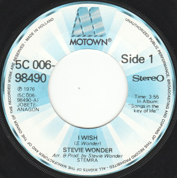 7" | Stevie Wonder – I Wish / You and I